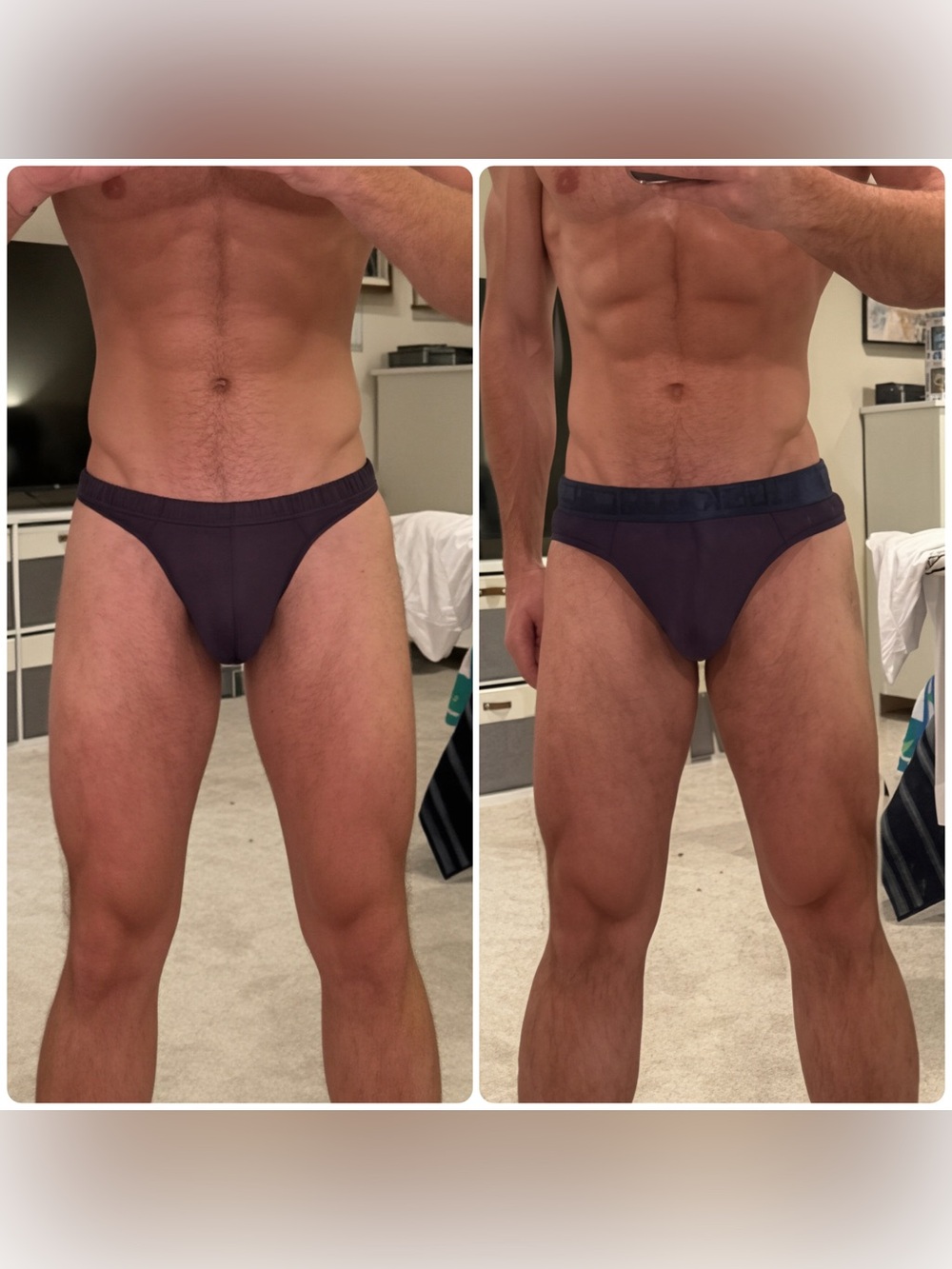 Men's Lot of 2 Low-Rise Jockmail Dark Blue Thongs XXL